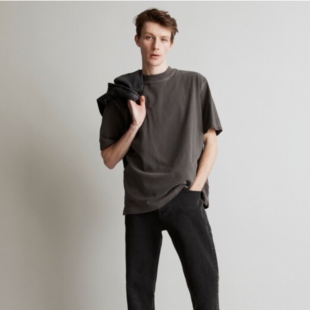 Men's Coal Garment-Dyed Mockneck Short-Sleeve Tee